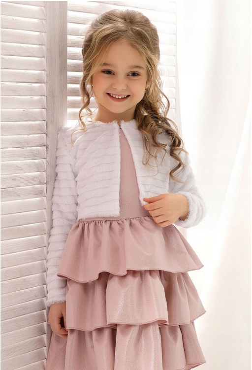 Białe BOLERKO komunijne żakiet KOMUNIA r. 146 w588 Rozmiar 146