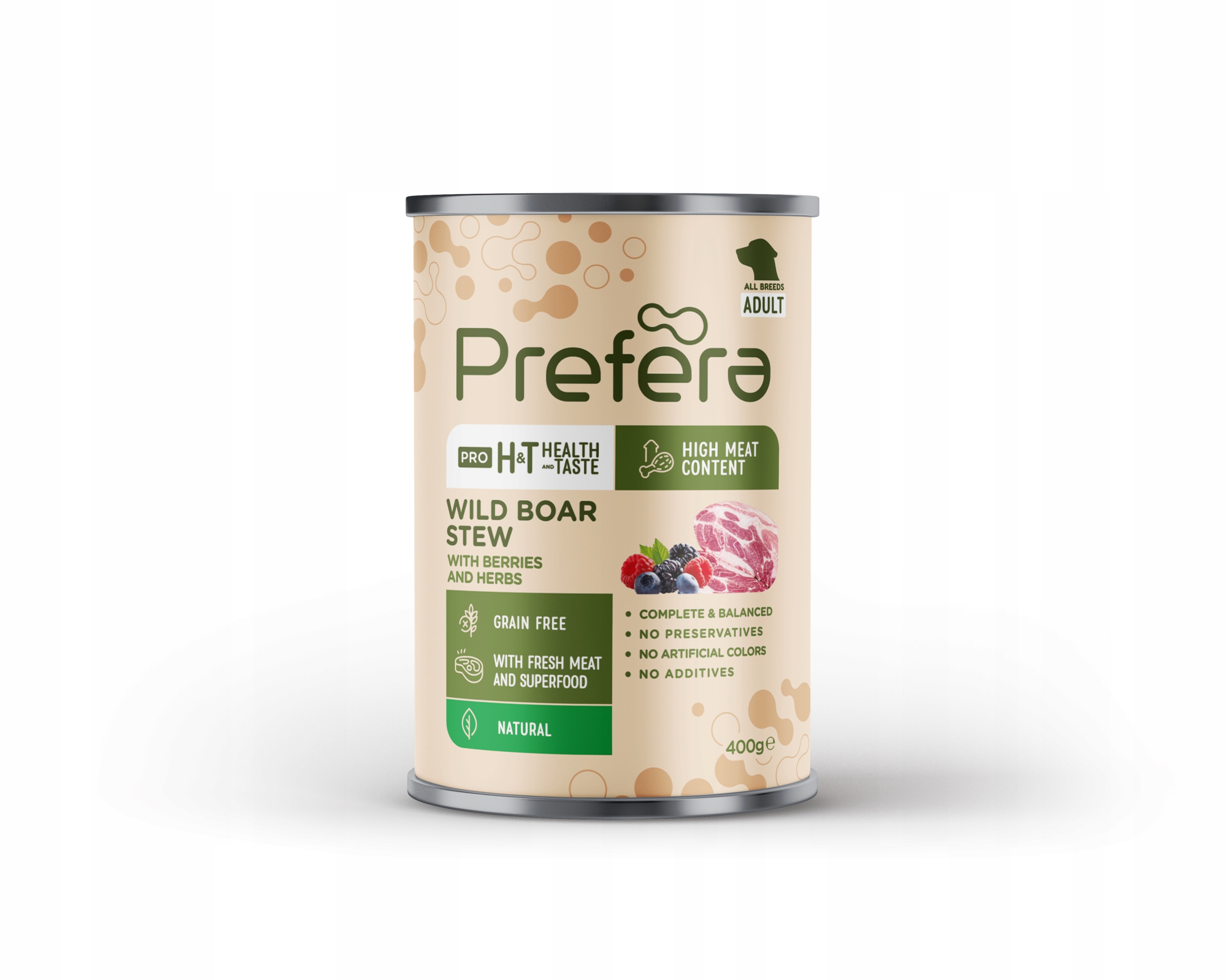 Prefera Pro krmivo krmivo pro psy divočák s borůvkami a bylinkami 400 g