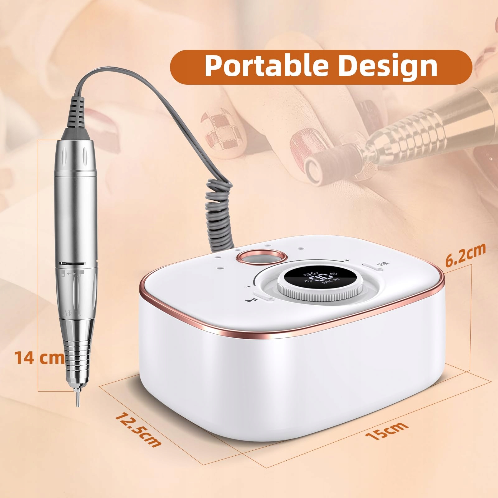 CIVPOWER Frezarka Do Paznokci 35000 OBRMIN Z Akumulatorem 4000mAh — miniatura 7