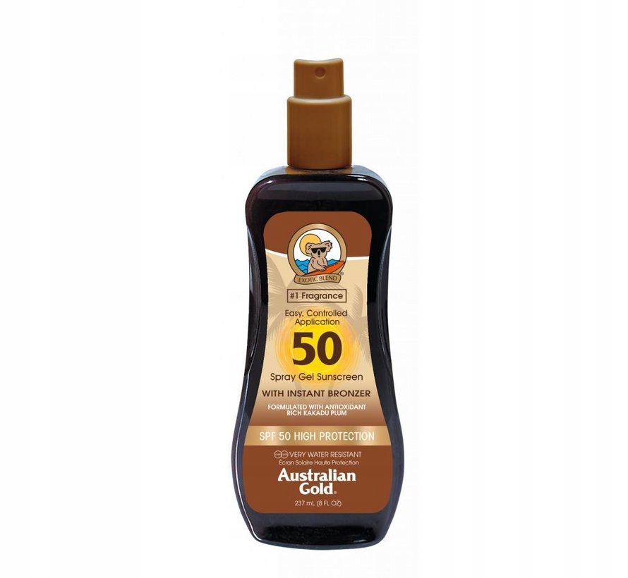 Australian Gold Sprej Gel s bronzerem SPF50