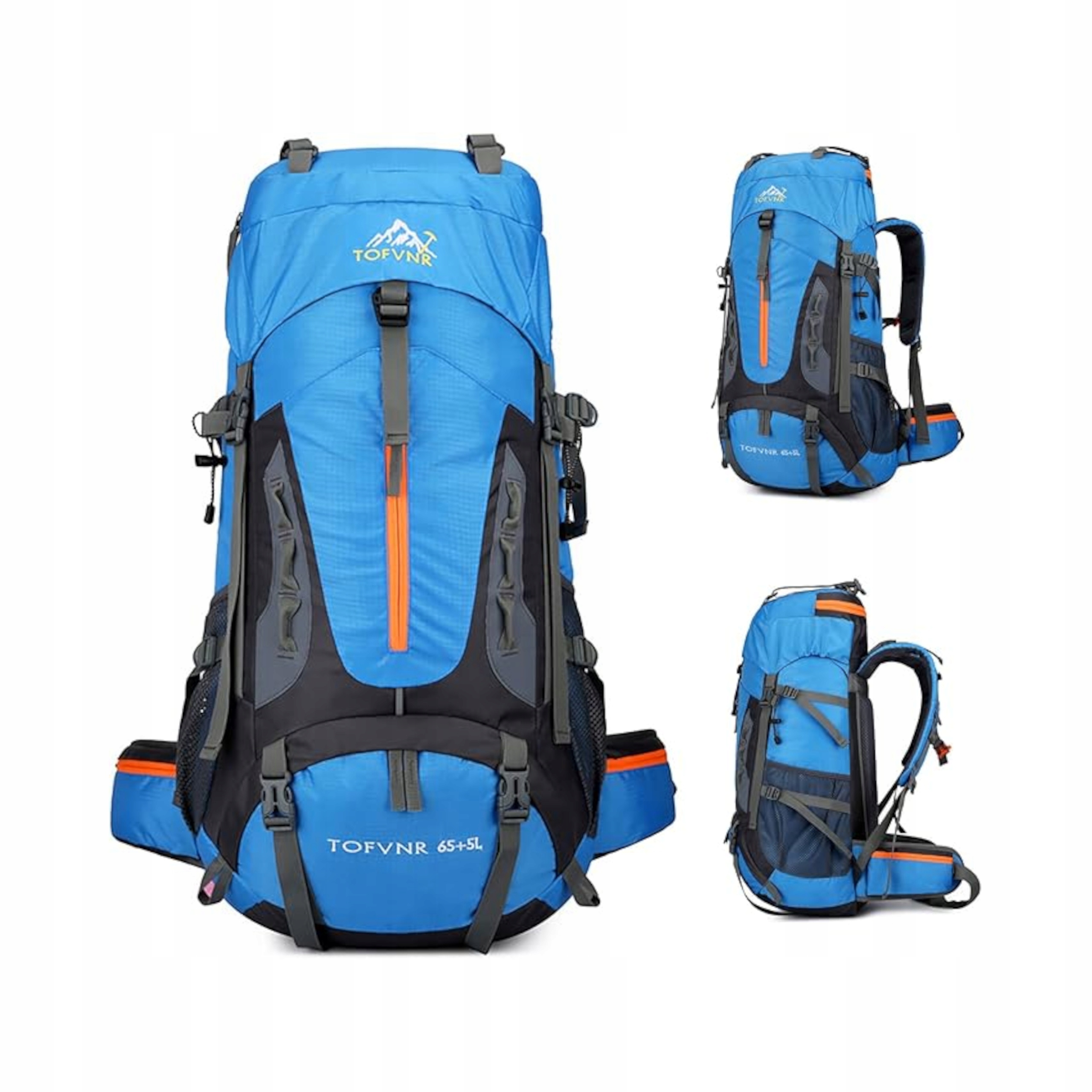 Plecak Turystyczny Opetdo Alpinizm Wspinaczka Trekking Lekki Niebieski 70L