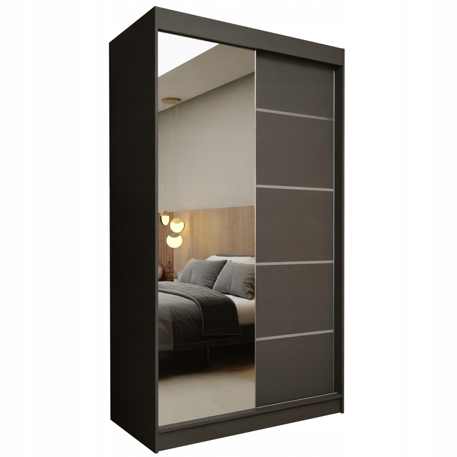 Skříň Mirella 120 cm se zrcadlem Skříň Dvoudveřová Šedá