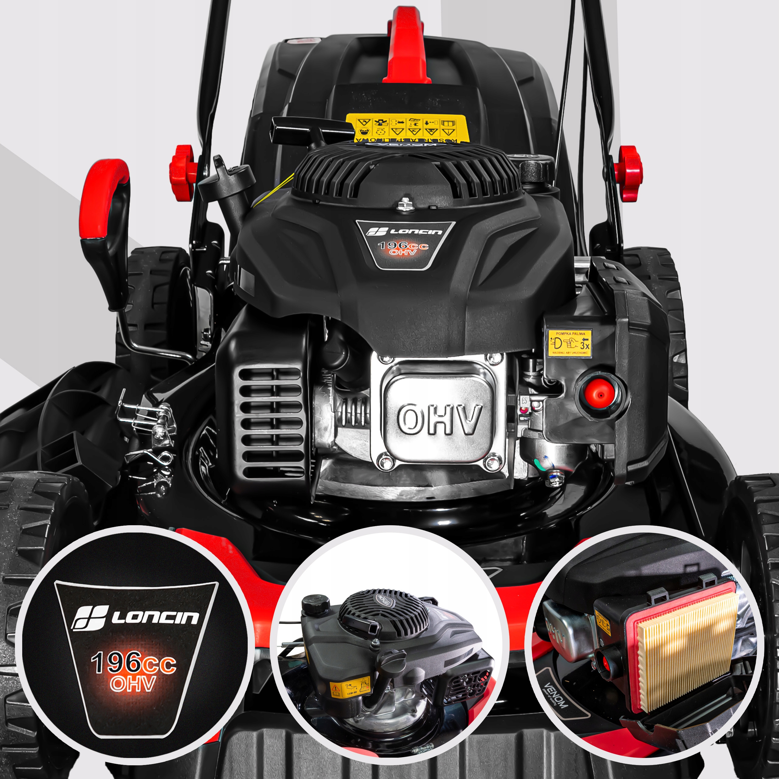 MOCNA KOSIARKA SPALINOWA Z NAPĘDEM 53CM SILNIK LONCIN 196CC NOWY MODEL 9W1 Seria PM53