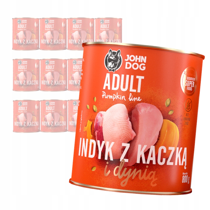 Levně John Dog Adult Krůta S Kachnou Vlhké Krmivo Pro Psa 12x800g