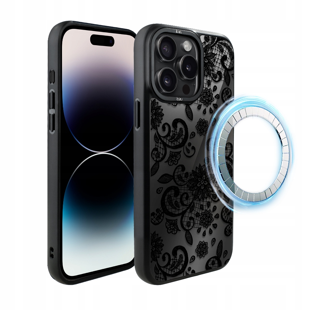 iPhone 14 Pro Ibizu DropGuard matné Pouzdro s MagSafe, krajková černá