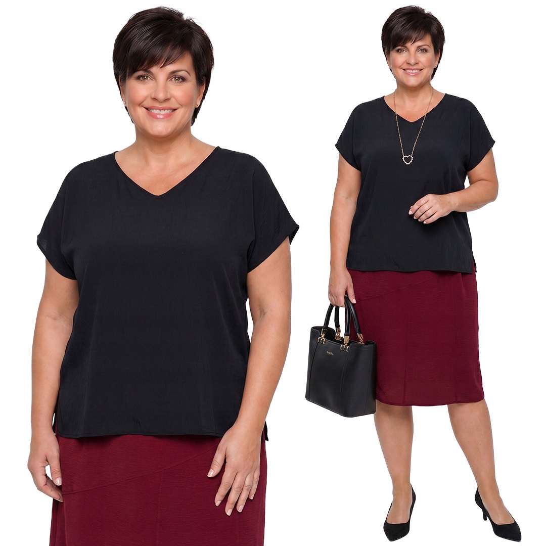 Černá halenka s výstřihem "V" plus size velikost 54