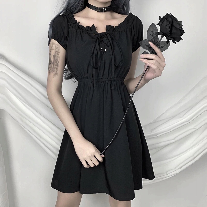 

GOTH8 Elegancka sukienka hiszpanka - L