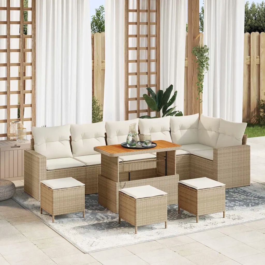 vidaXL Sada zahradních pohovek 12 pcs Béžová a krémová polyratan