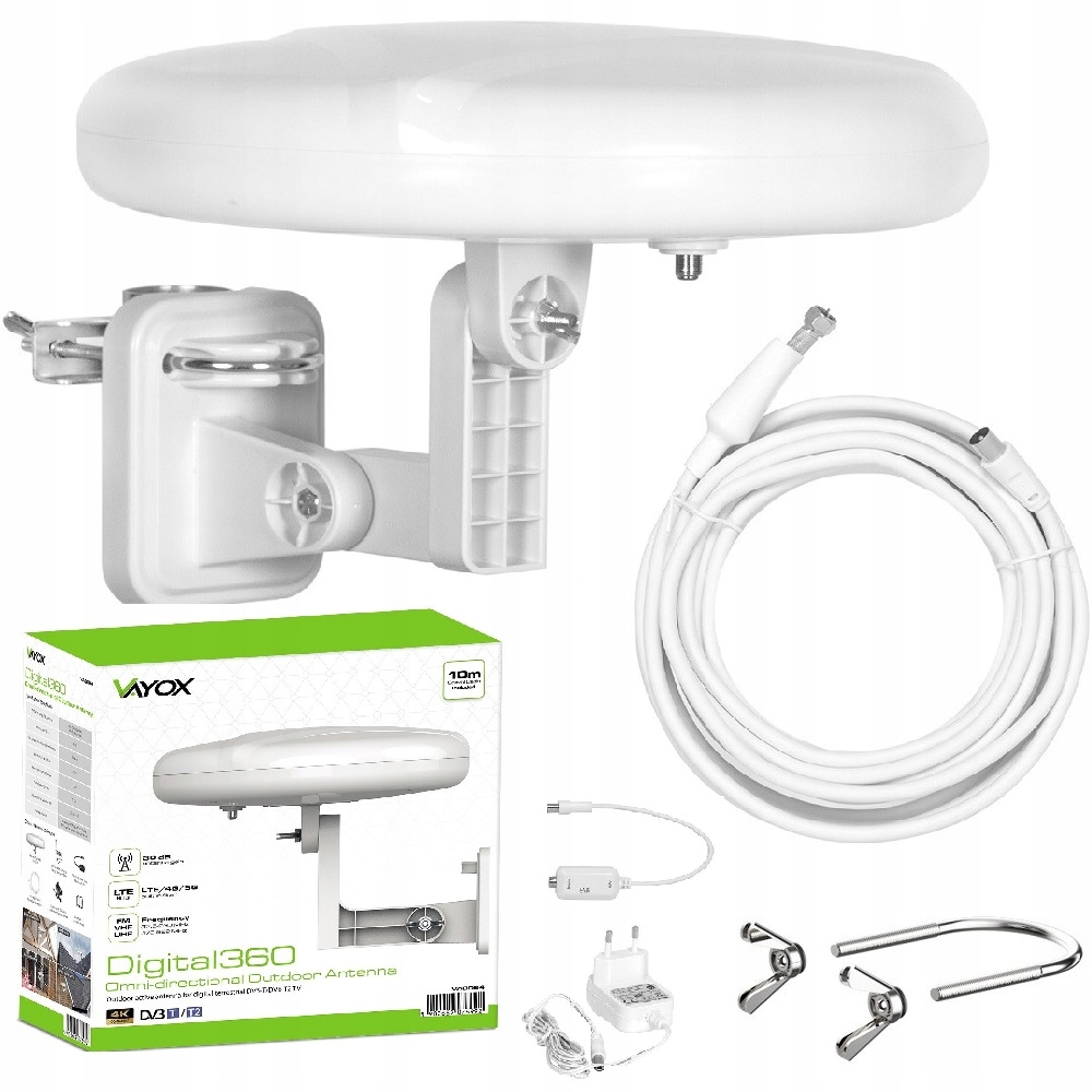 ANTENA DOOKÓLNA DO TV NAZIEMNEJ ZEWNĘTRZNA SATELITARNA DVBT 2 LTE 4K MUX8