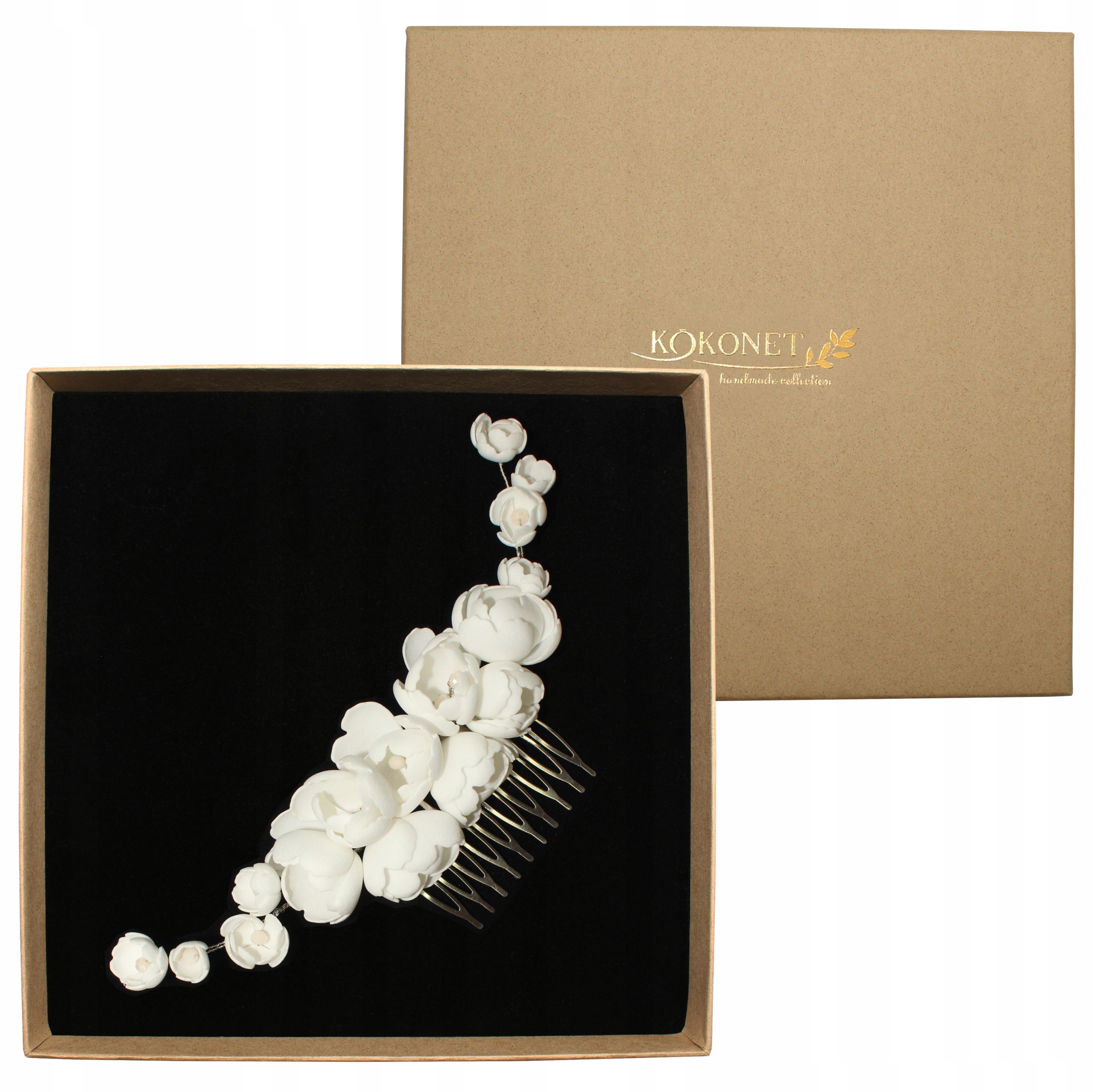 Svatební hřeben stříbrný s květy křišťály stříbro ozdoba Handmade