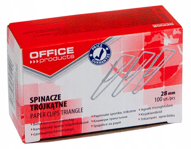 

Spinacze trójkątne 28mm 100szt srebrne biurowe