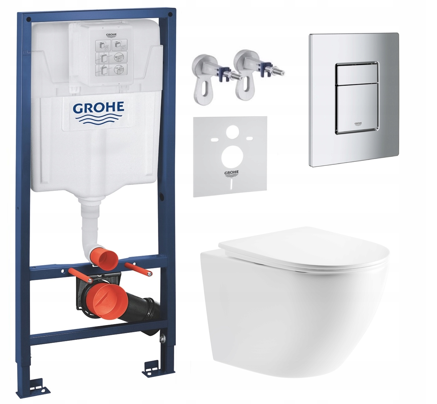 Podomietkový Wc set Grohe s miskou Lesna a tlačidlom Chróm Mat Fresh