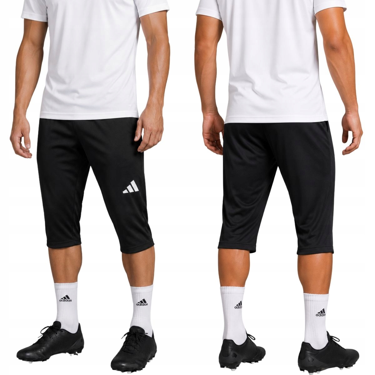 Spodenki Piłkarskie Adidas Entrada 26 Zapinane Kieszenie Czarne 3/4 r. XL