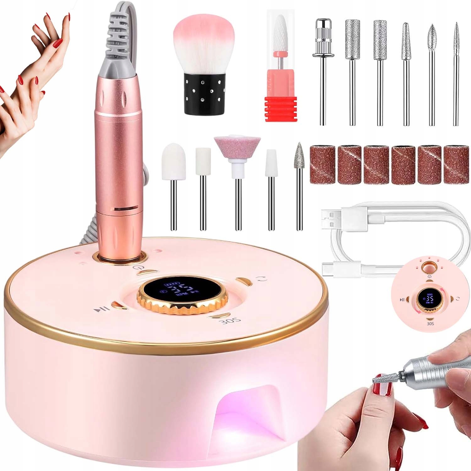 Bruska Na Nehty Manikúra Pedikúra Profesionální Výkon S Led, Tichý Chod