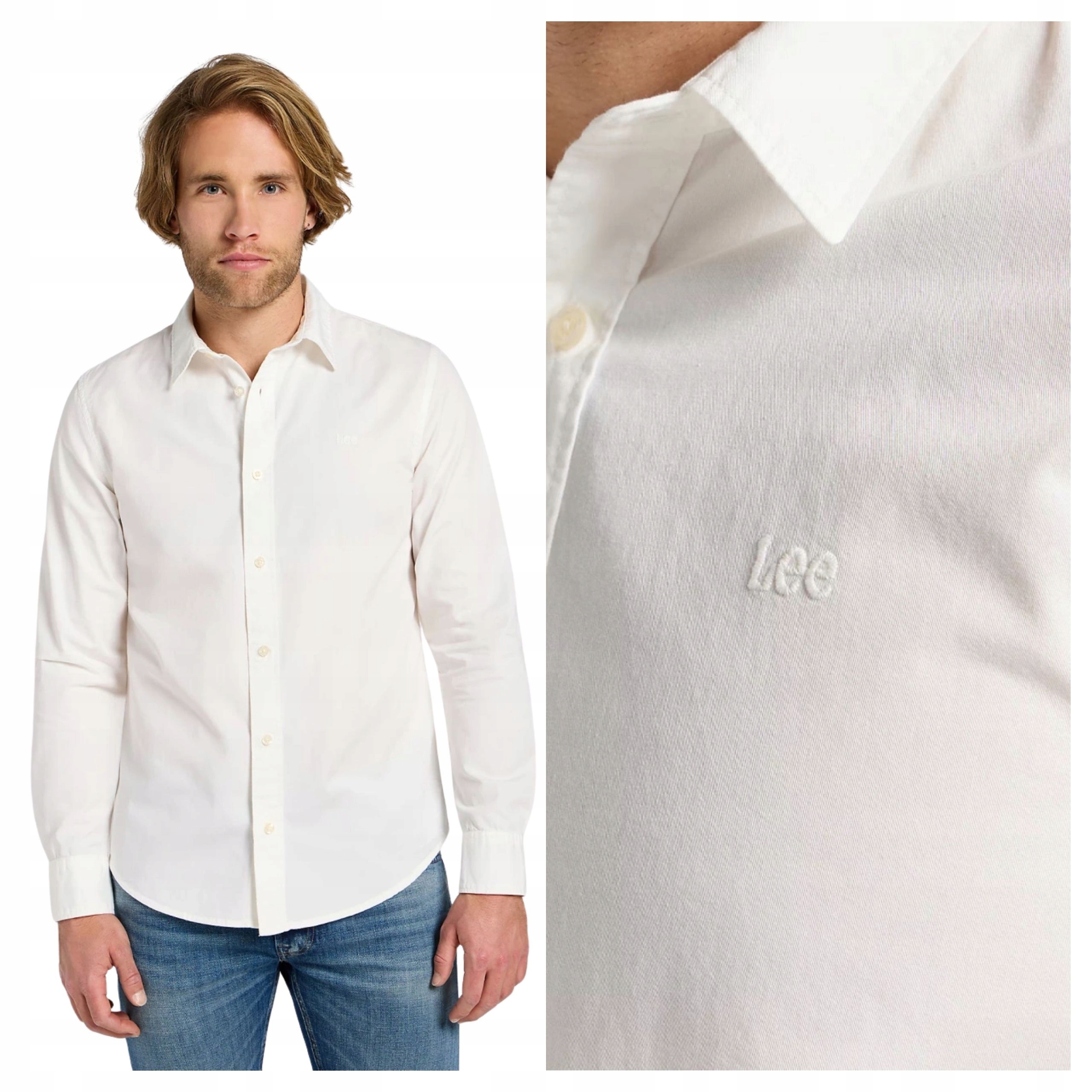 Pánská košile Lee Patch Shirt Bavlněná Bílá Regular Fit M