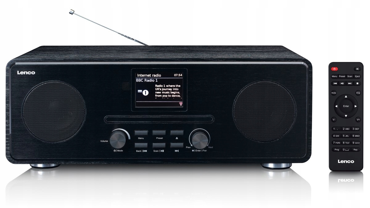 Mikrosystém s CD, internetovým rádiem, Fm/dab+ a Bluetooth Lenco DIR-261BK