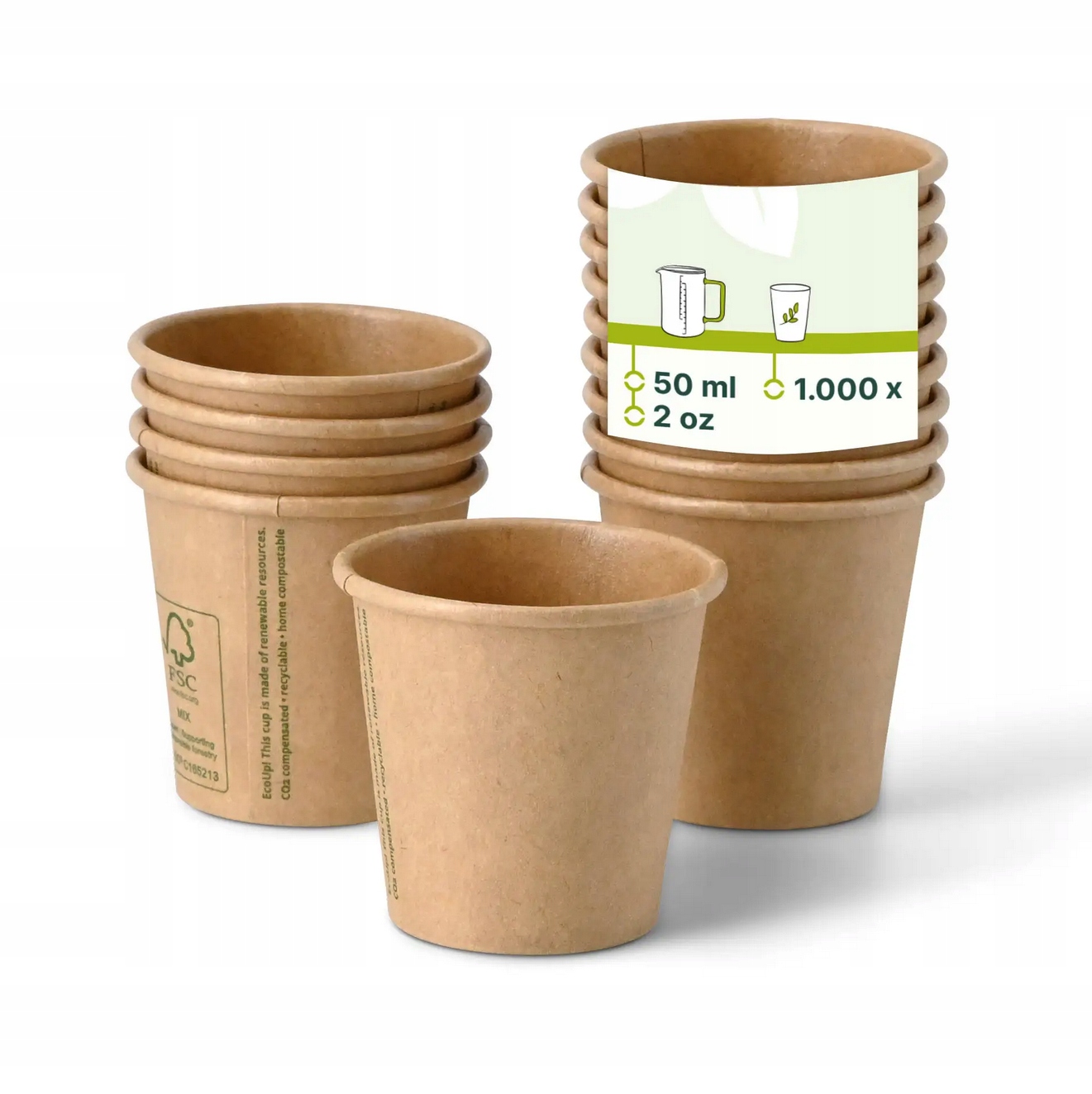 Papírový kraftový hrnek 40-50 ml 1000 kusů Biologicky rozložitelný, bez plastů