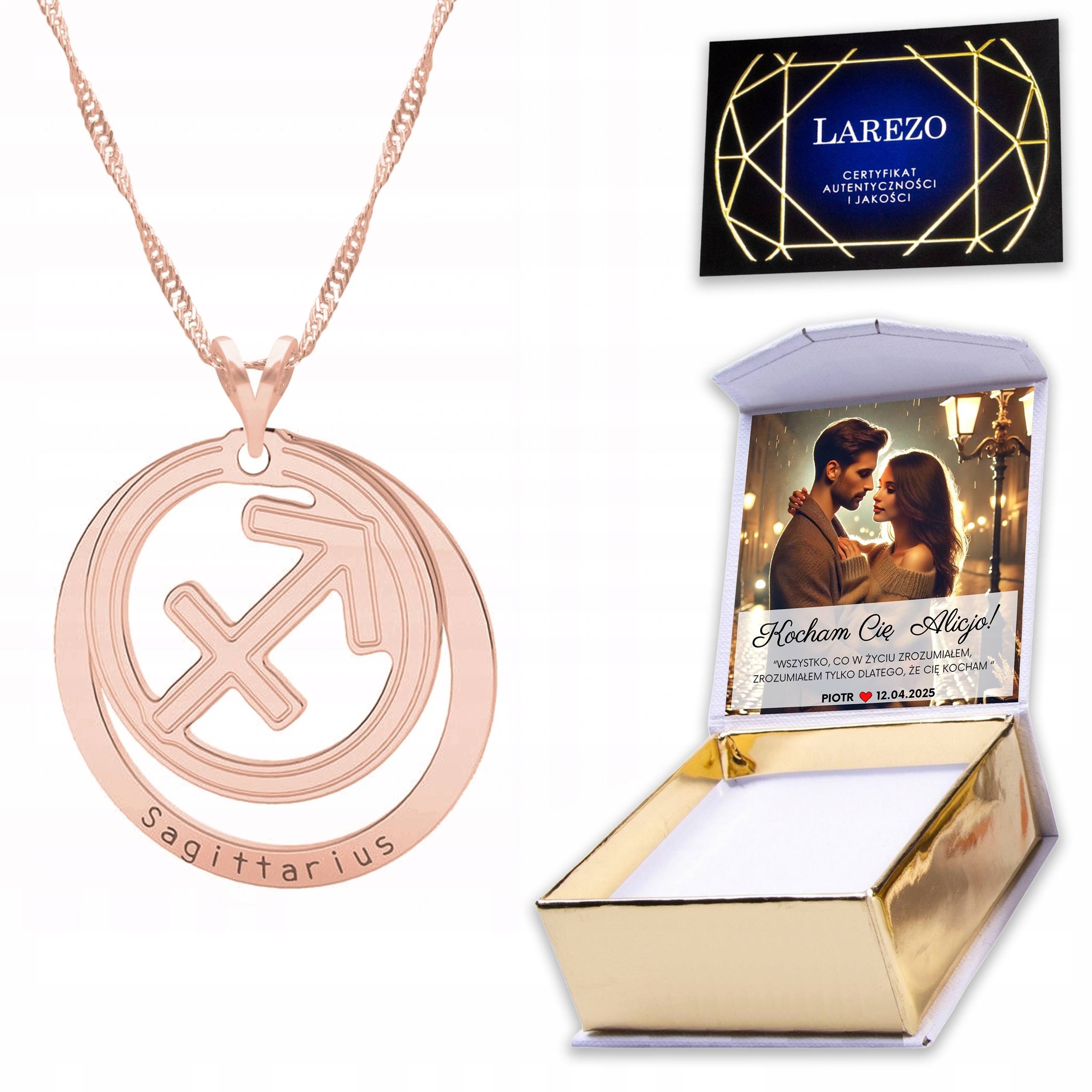 Pozlacený náhrdelník 925 se znamením zvěrokruhu Střelec Sagittarius Potisk