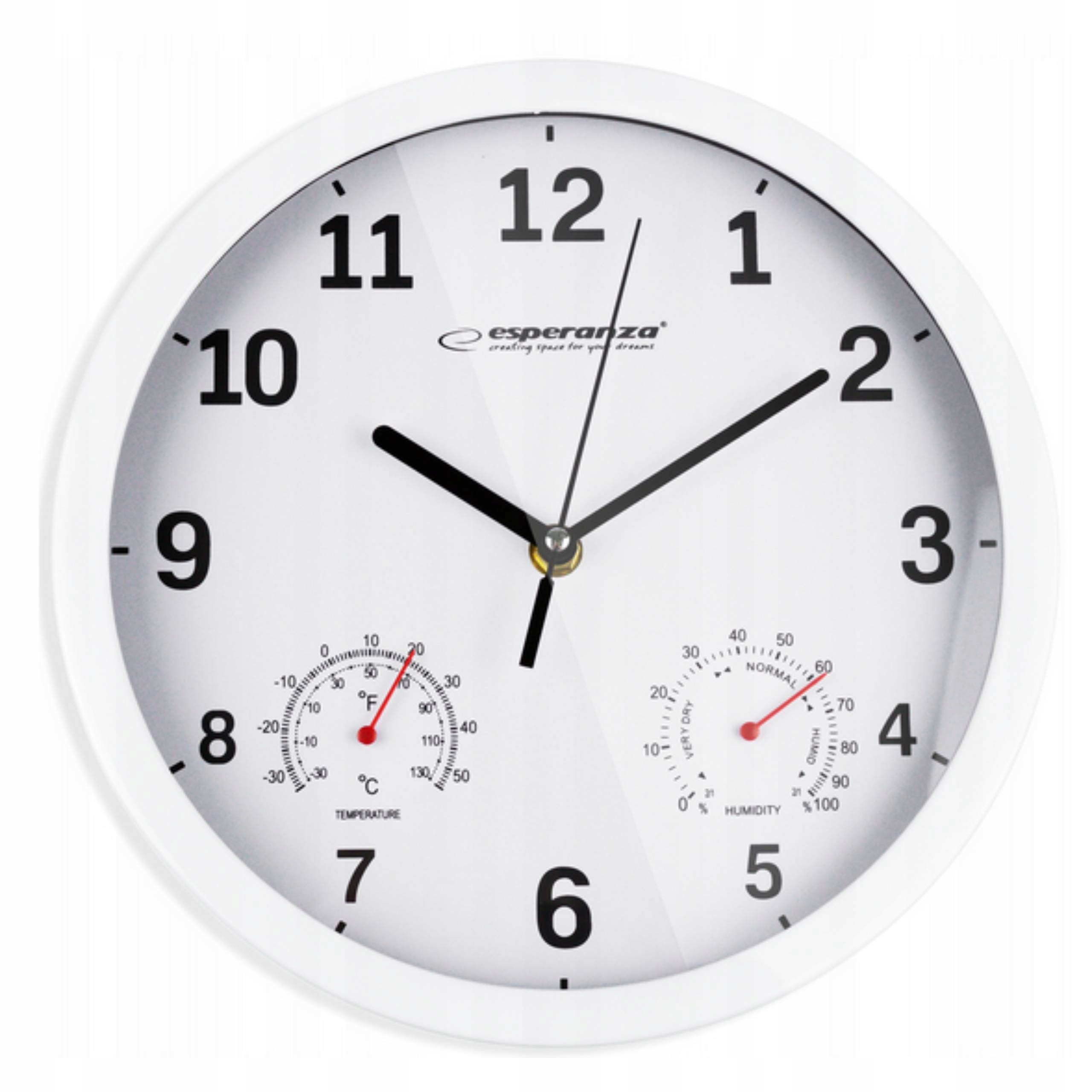 

Zegar Ścienny Okrągły Termometr Higrometr 25CM