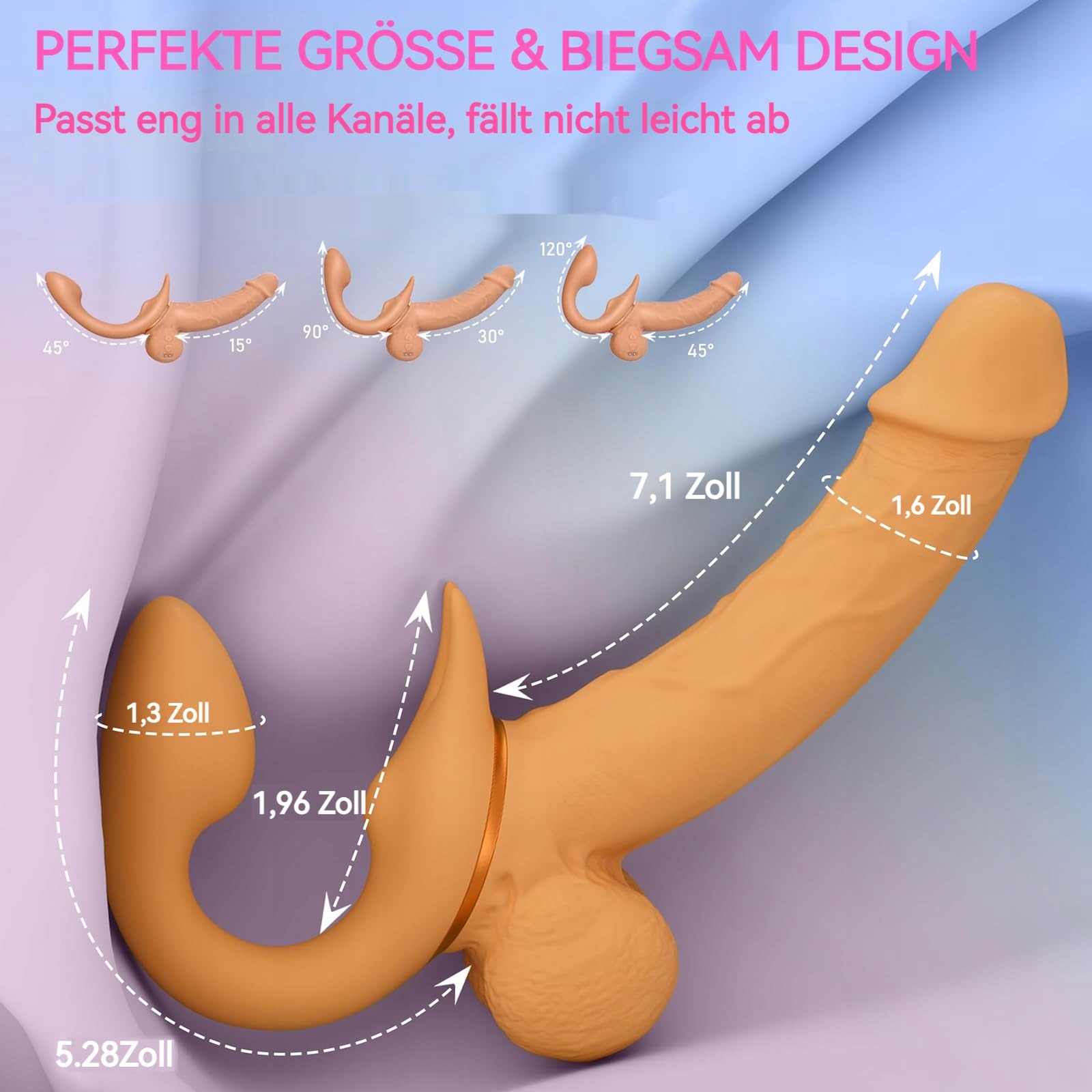 A-STOß Realistyczny Dildo Podwójny Strap On Wibrator Silikonowy dla Par — miniatura 2