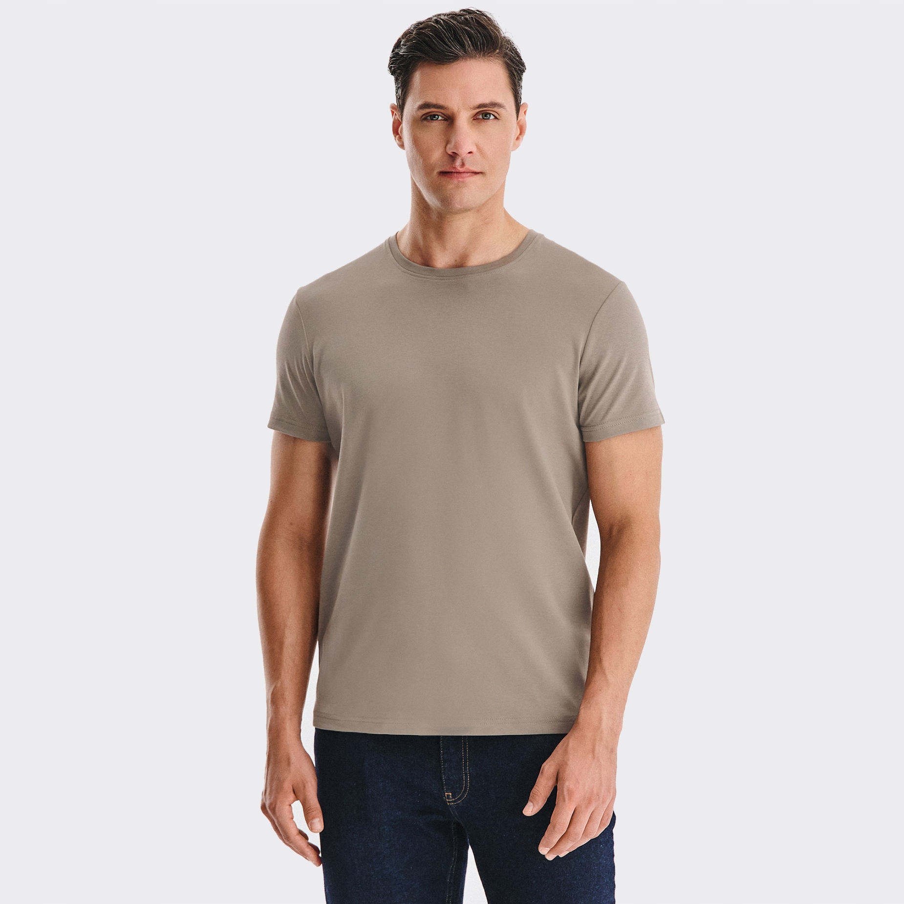 Hnědé pánské tričko 100% bavlna Regular Fit Pako Lorente , vel L