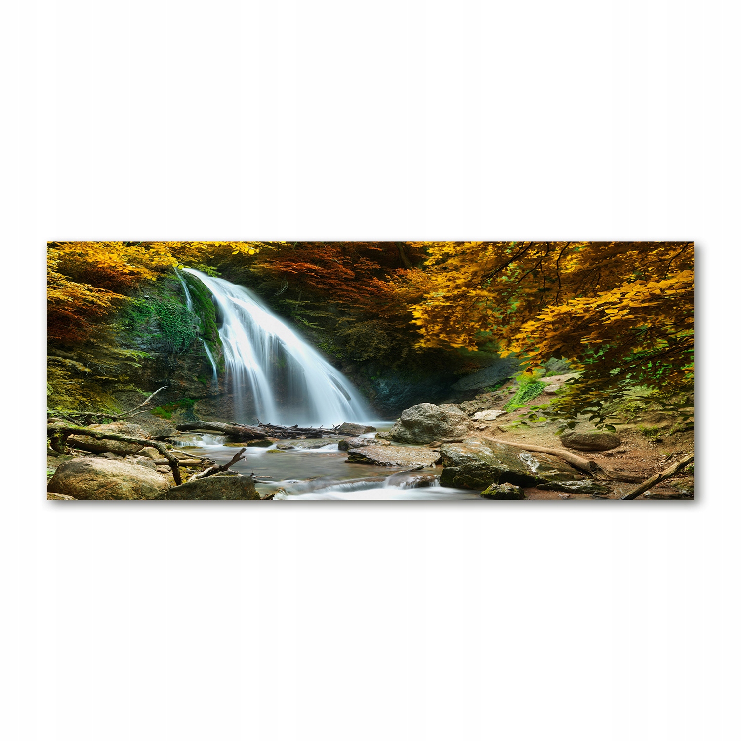 

Foto obraz szkło akryl Wodospad w lesie 125x50 cm