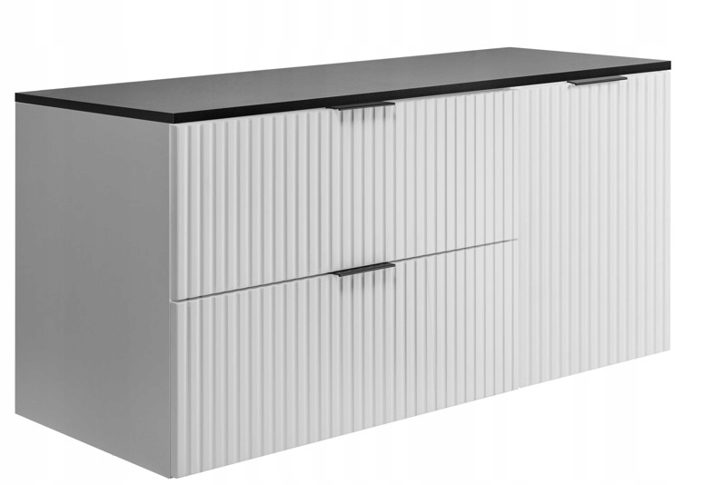 Koupelnová skříňka pod umyvadlo 120 cm bílá, moderní frézovaná Mdf dvířka