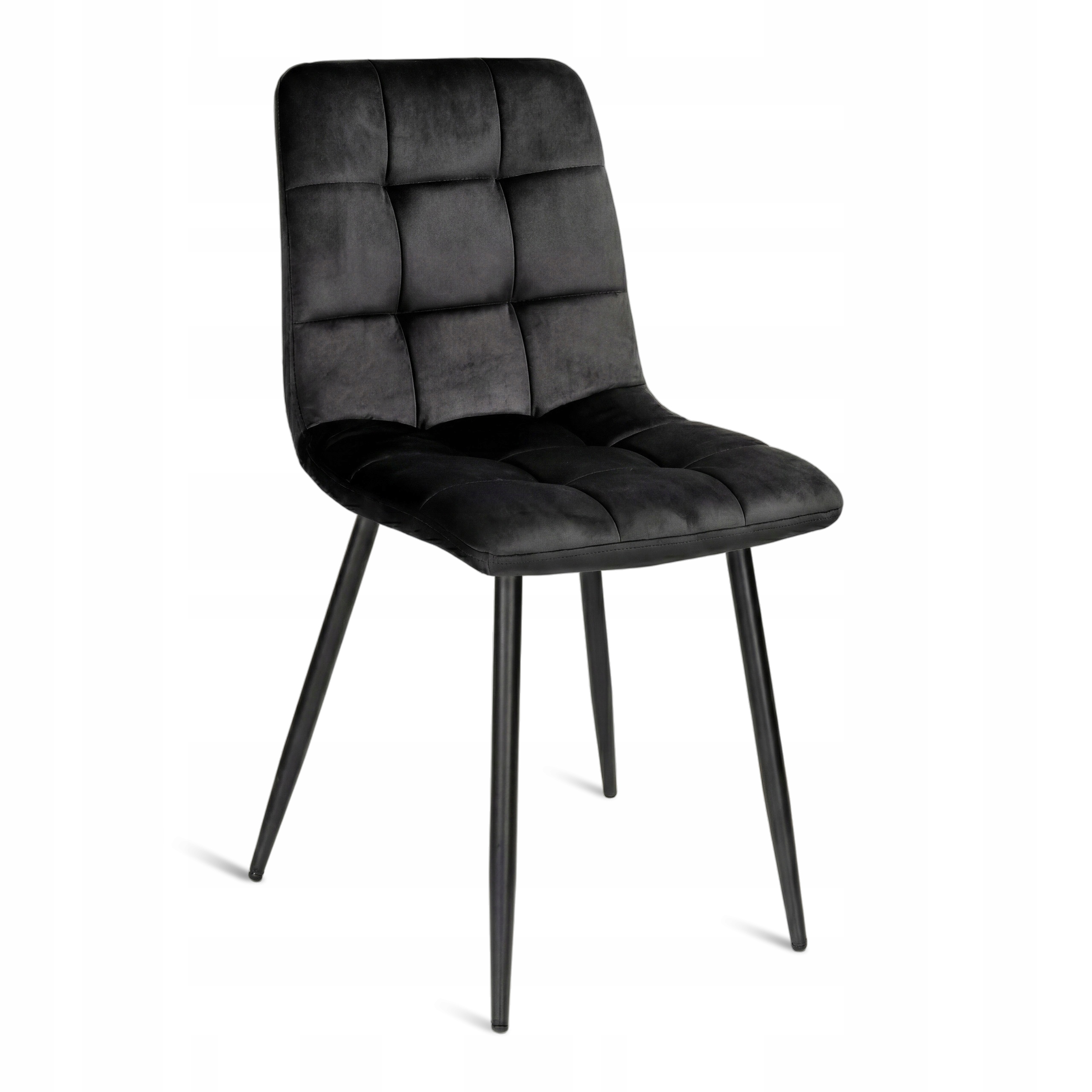 Krzesło welurowe Czarne Wohnartig tapicerowane do jadalni salonu kuchni