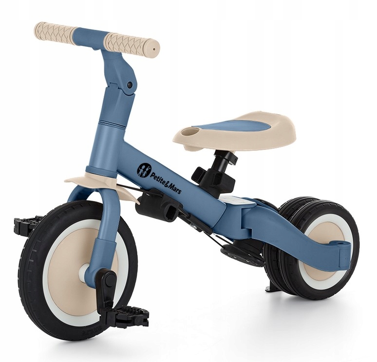 Petite&Mars Turbo Wielofunkcyjny trójkołowy rowerek 5w1 Ocean Blue