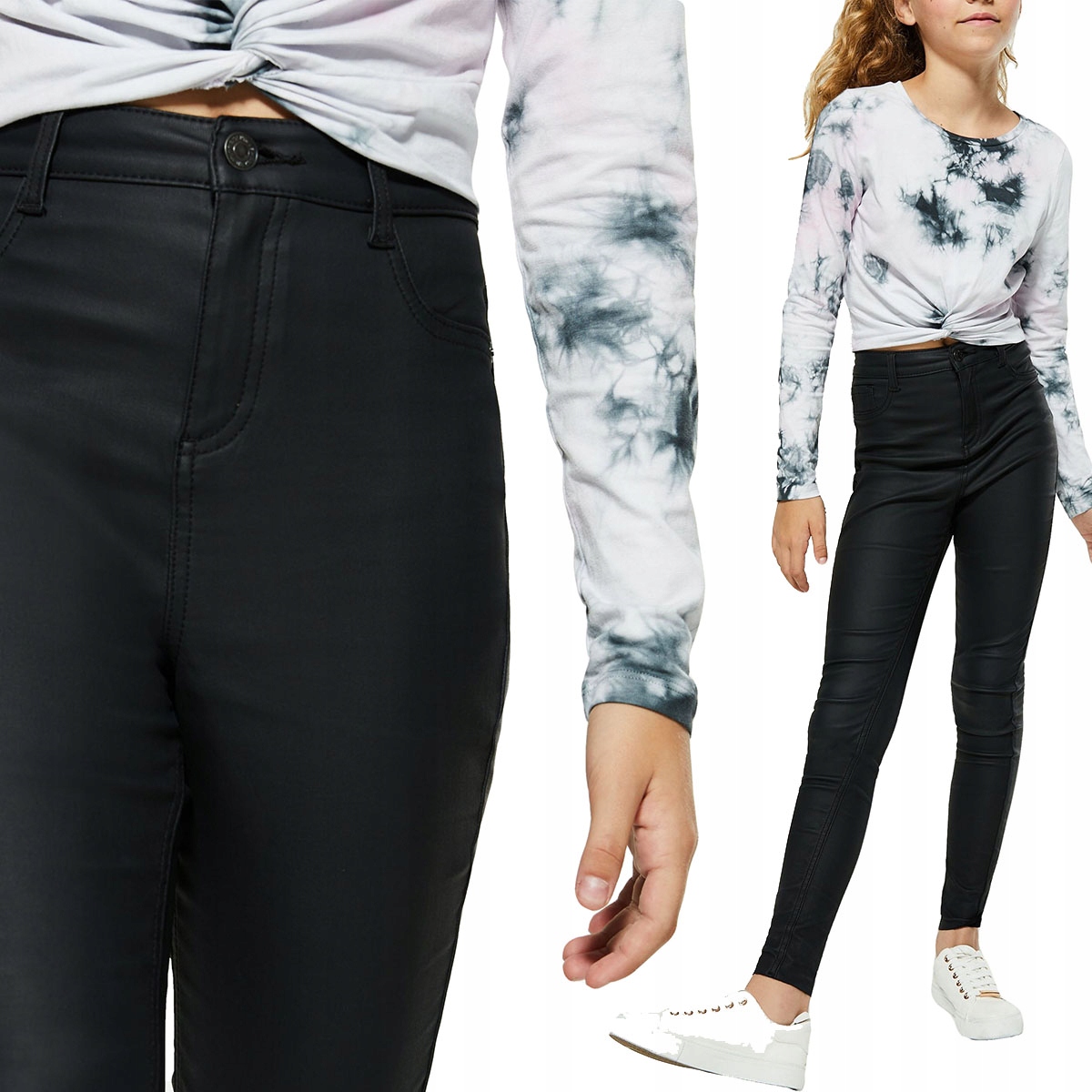 

New Look Dziecięce Czarne Woskowane Jeansy 164 cm