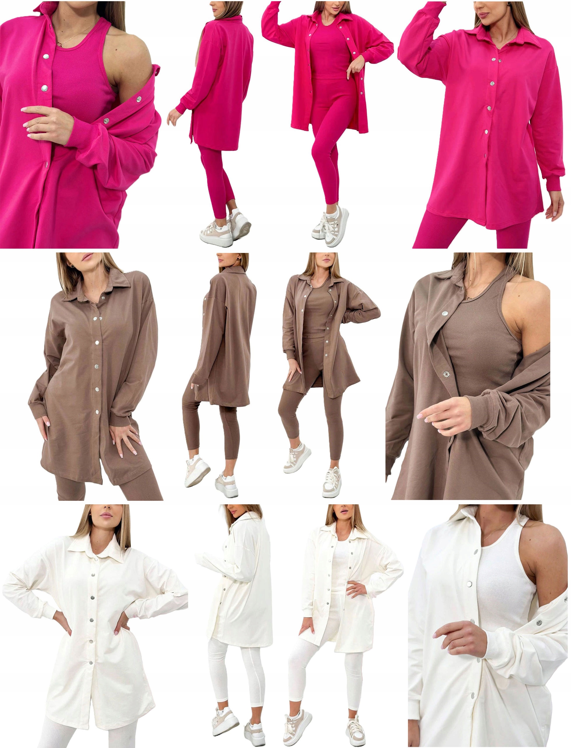 DERSOWY KOMPLET DRES 3w1 = KOSZULA + TOP PRĄŻEK + LEGGINSY PRĄŻKOWANE M Rozmiar M