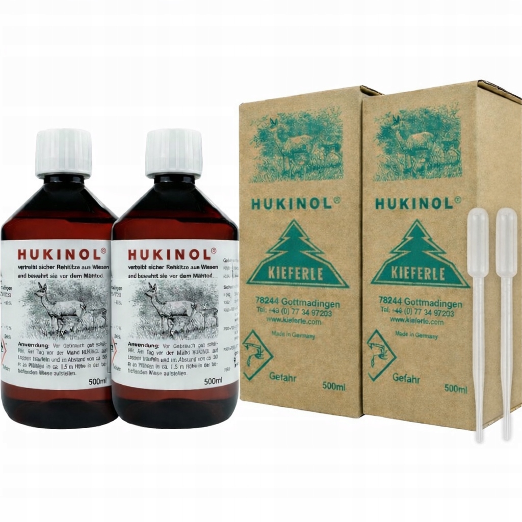 Hukinol 500 ml 2 Kusy Odpuzovač divokých prasat a srnců Kieferle Originální pipeta