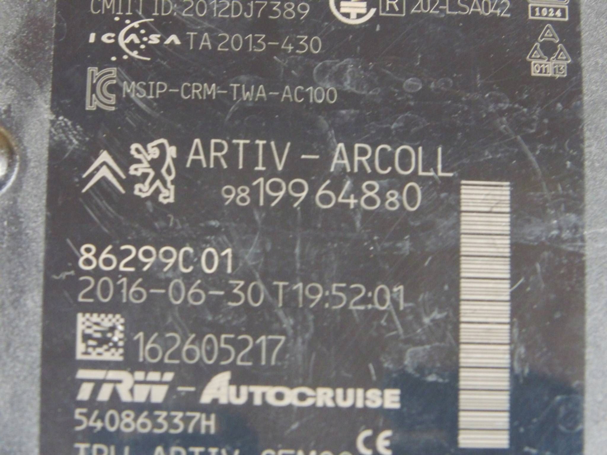 Peugeot 308 II SW radar sensor Sensor distronic ACC 9819964880