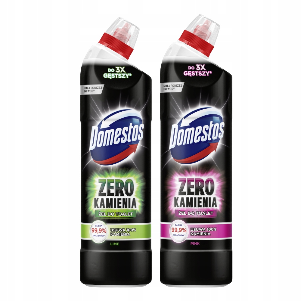Domestos Zero Kamienia Żel Płyn do toalet Zestaw Mix Lime Pink 2x750ml