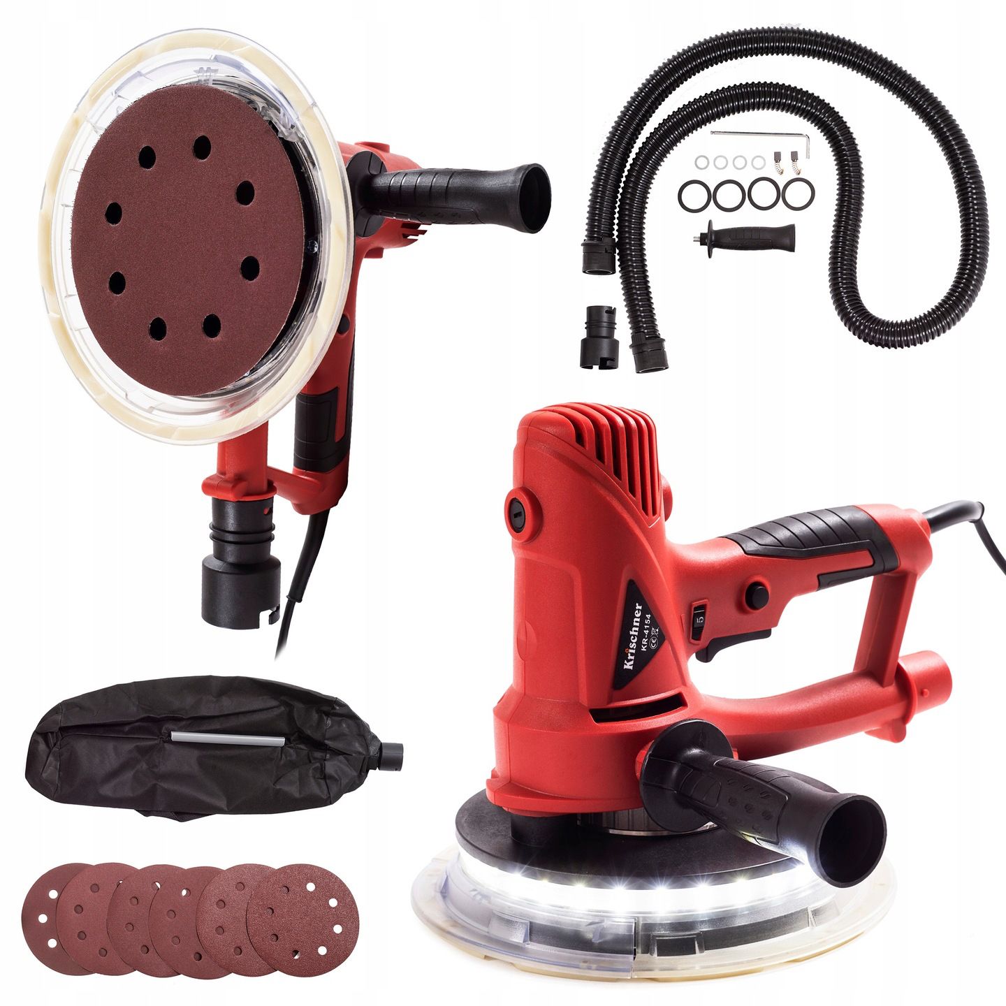 SZLIFIERKA DO GIPSU, GŁADZI, ŚCIAN Z PODŚWIETLENIEM LED + 6 PAPIERÓW ŚCIERNYCH