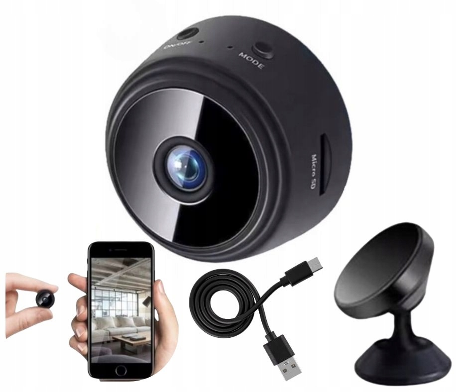 Mini Kamera Ukryta Szpiegowska Wifi Full Hd Detekcja Monitoring Kamerka