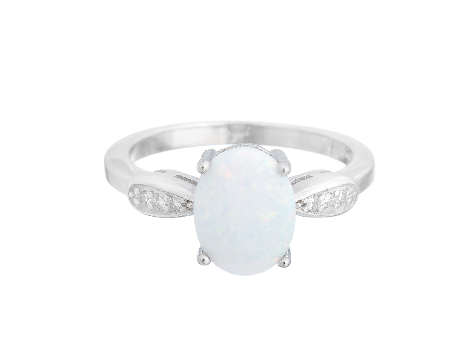 Srebrny Pierścionek Rodowany ROZM.17 Z Opalem