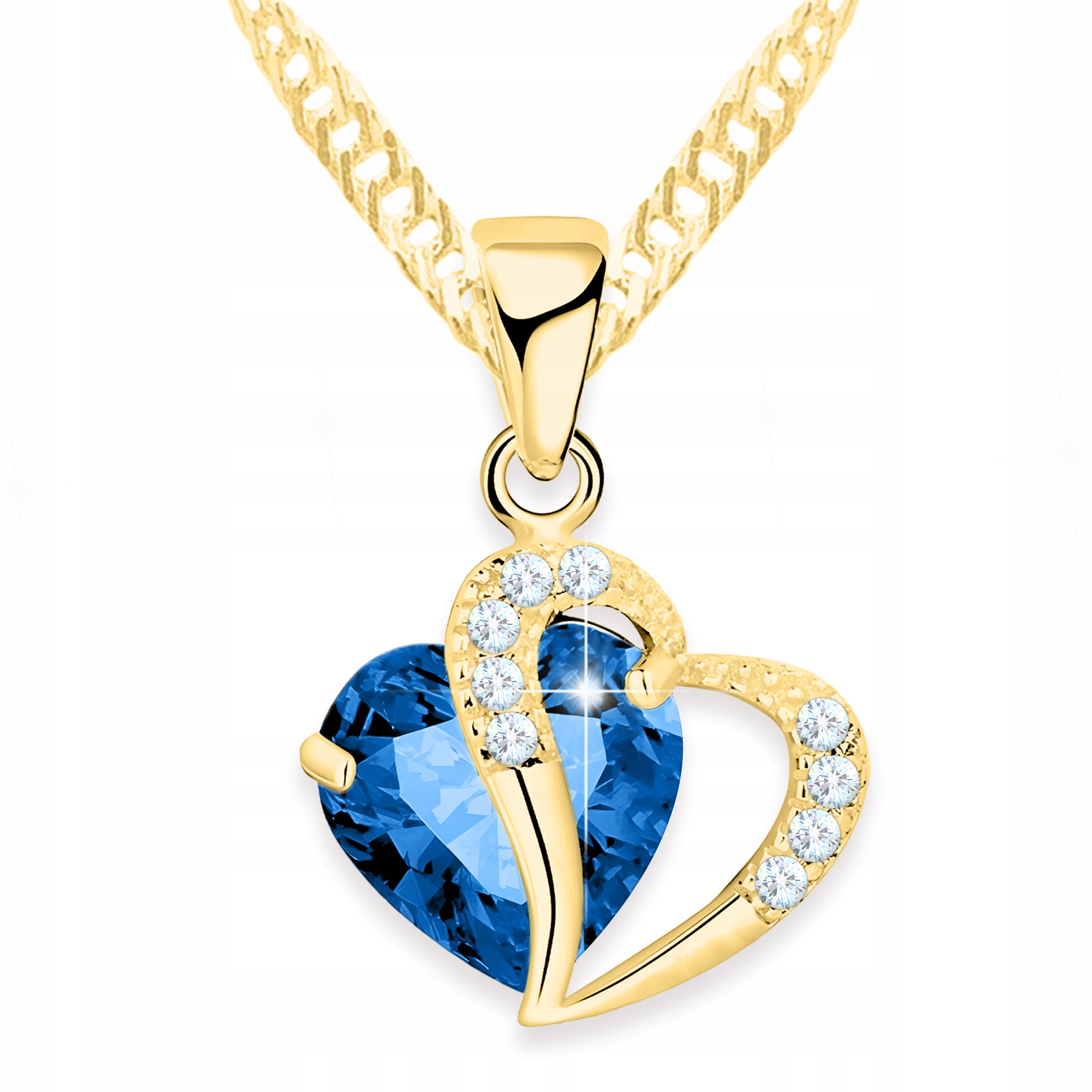 Lesklý zlatý náhrdelník Dvě Srdíčka 925 Dvojité srdce Láska Pozlacený 585