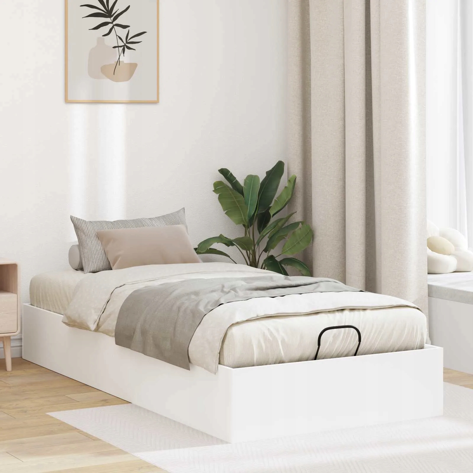 vidaXL Ottoman postel s úložištěm Bílá 193 x 120 x 25 cm Dřevotříska