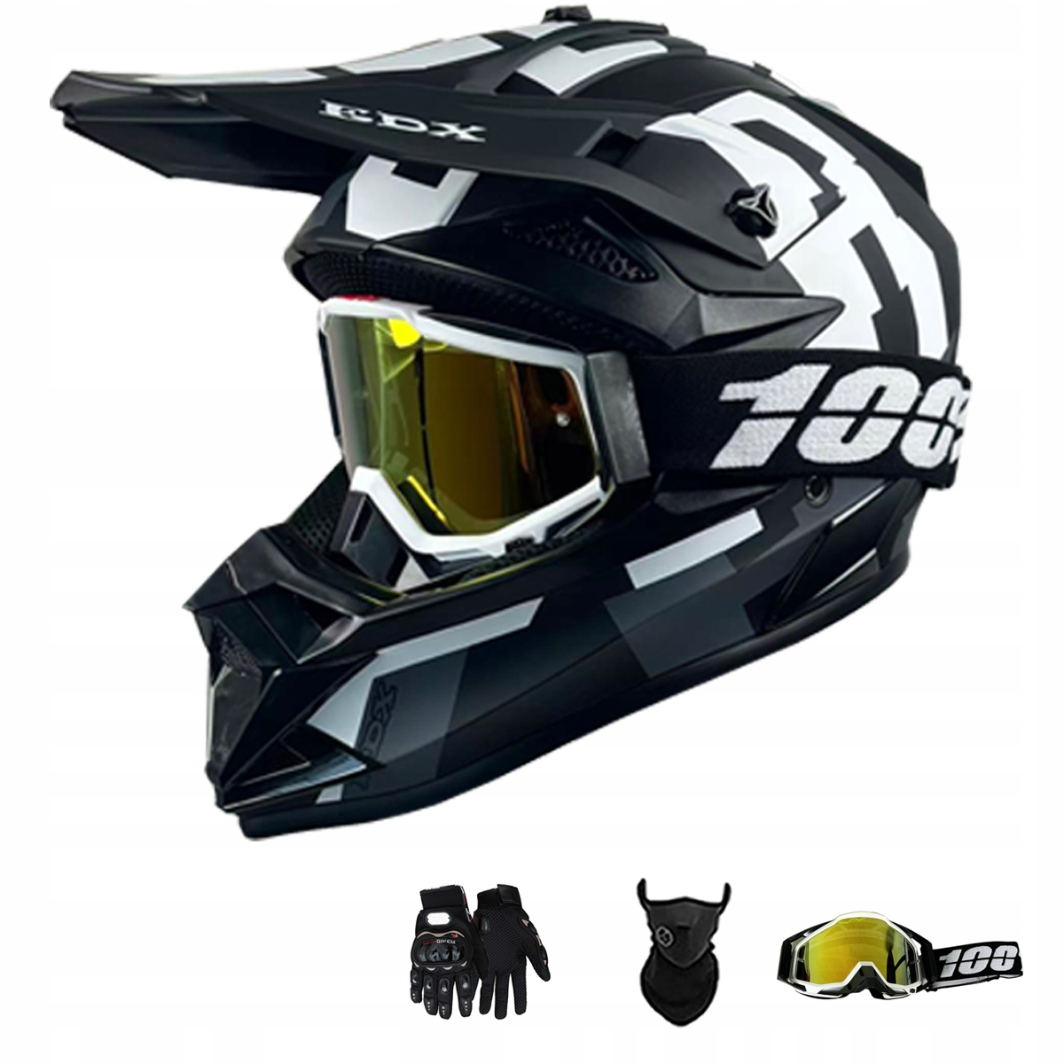 Motocyklová Přilba Crossová Lehká Enduro Quada Brýle Rukavice Maska L