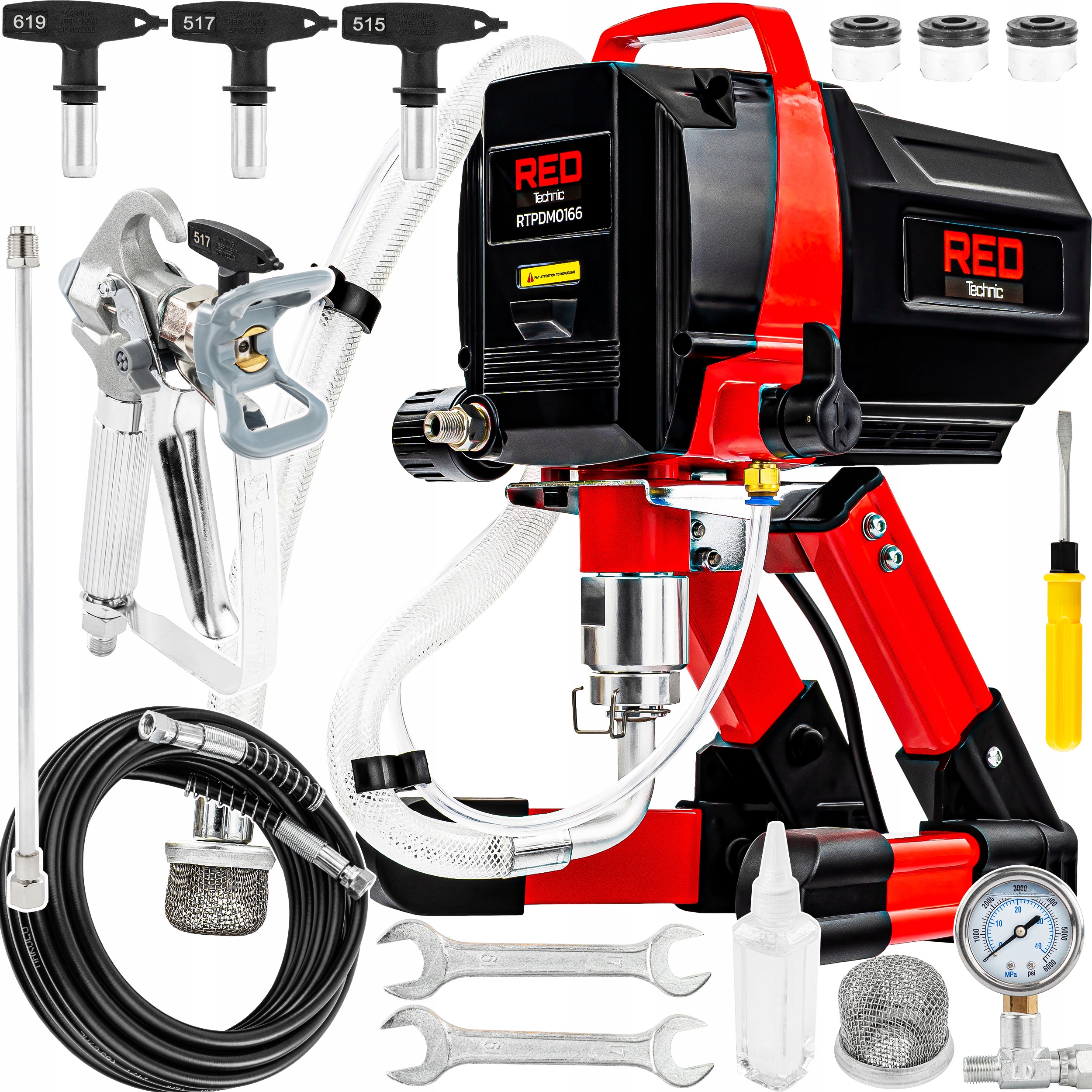 Agregat Malarski Hydrodynamiczny 1200W Do Malowania 230BAR Wąż 10M 3x Dysza