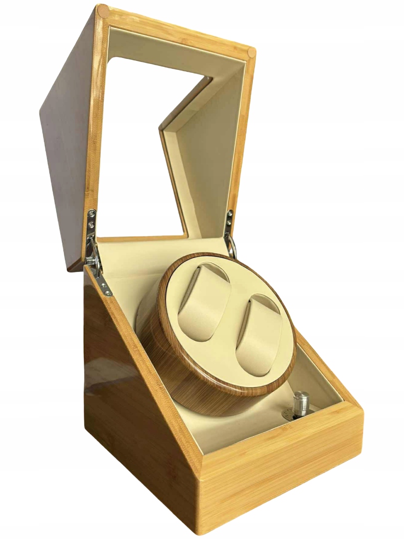 Rotomat pro dva hodinky Geebox – bambusový, tichý motor, 5 režimů