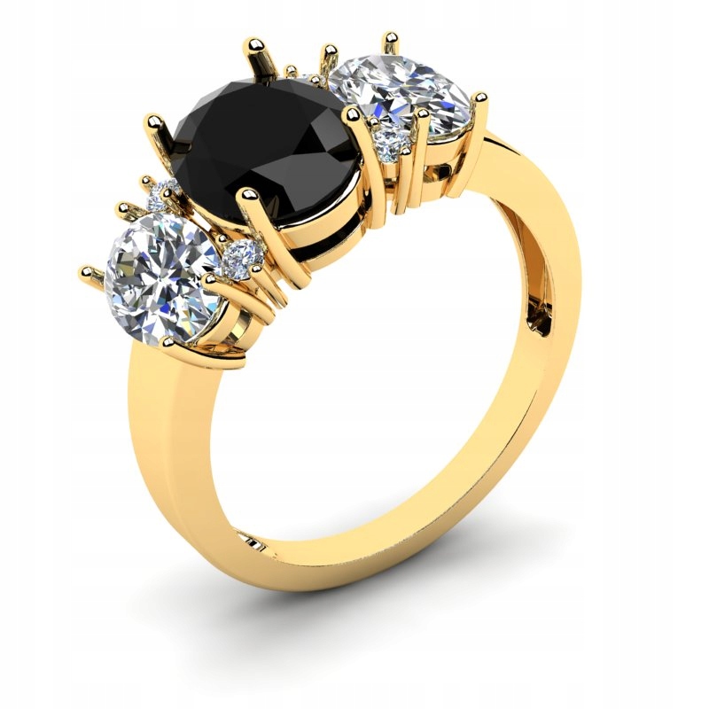 

Pierścionek Złoty Królewski Z Czarną Cyrkonią