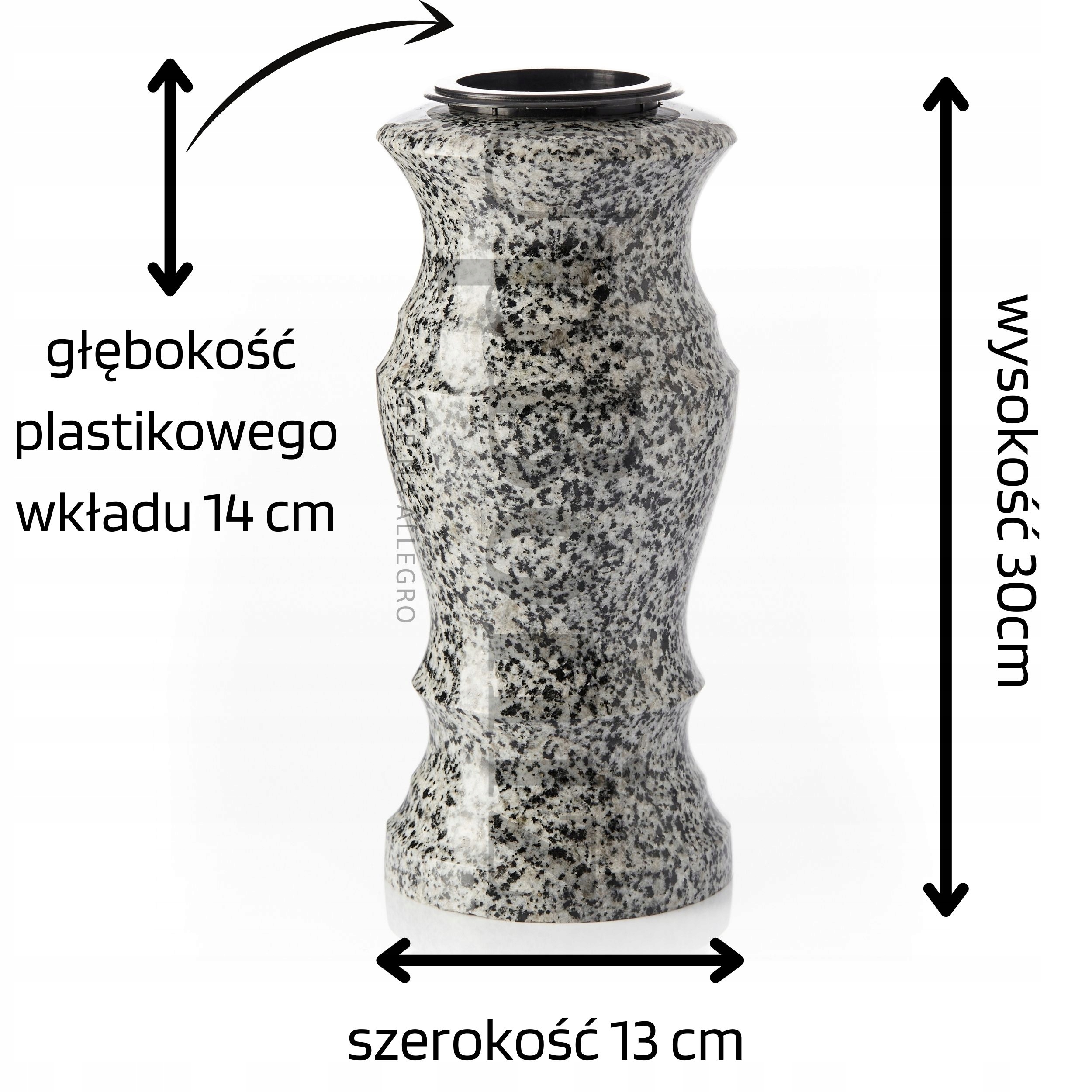 Váza na hrob Granitová Impala náhrobní Šedá na pomník soldiny