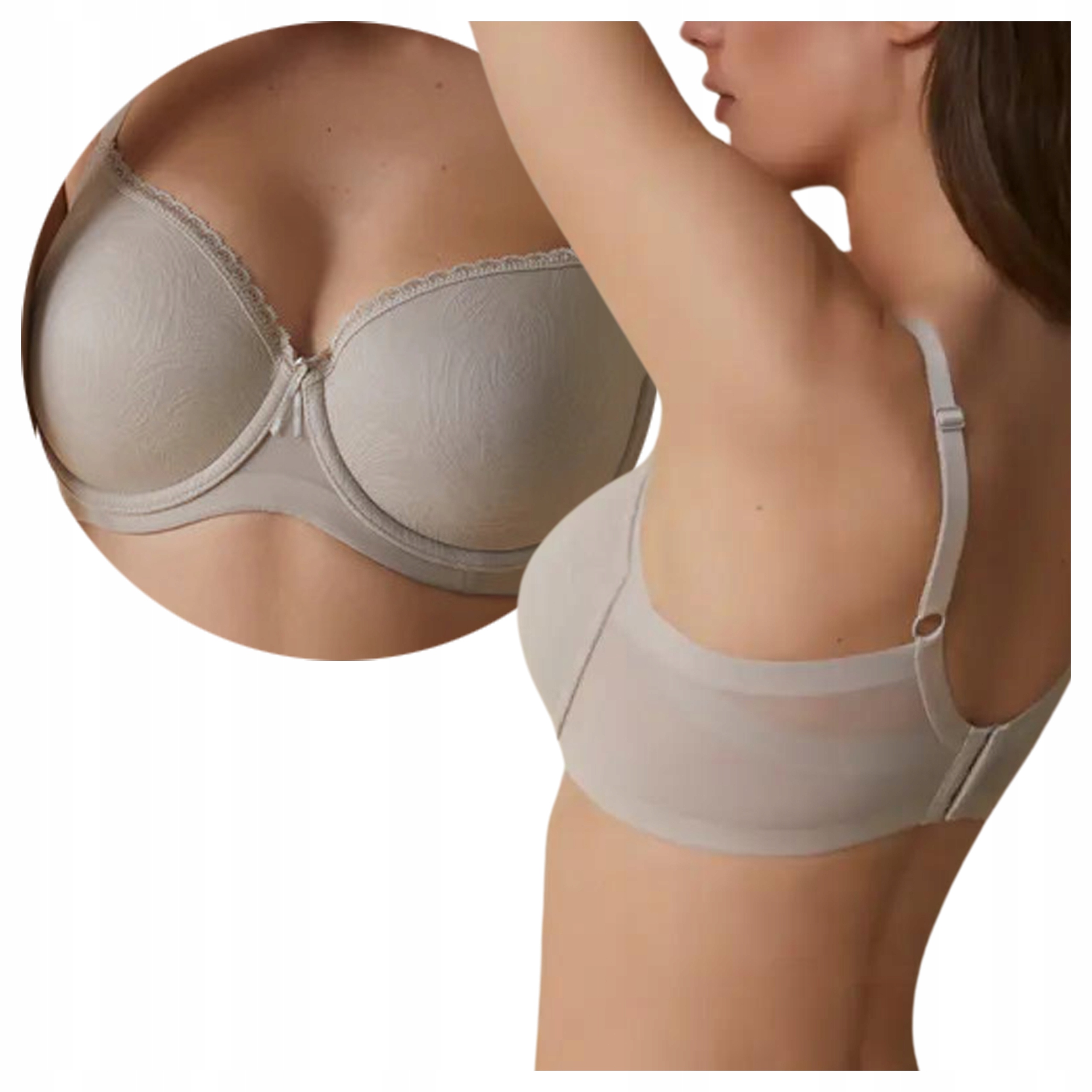 Biustonosz Usztywniany Gładki Modelujący Boki Codzienny Beżowy 100D