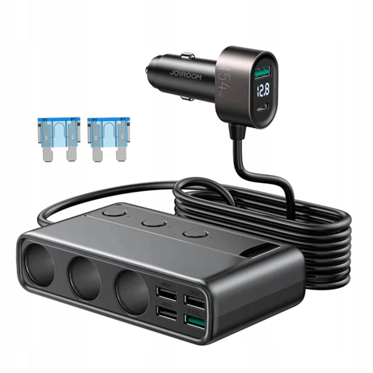Nabíječka do auta automobilová Joyroom JR-CL06 154W 5x Usb-a Usb-c 3x zásuvka