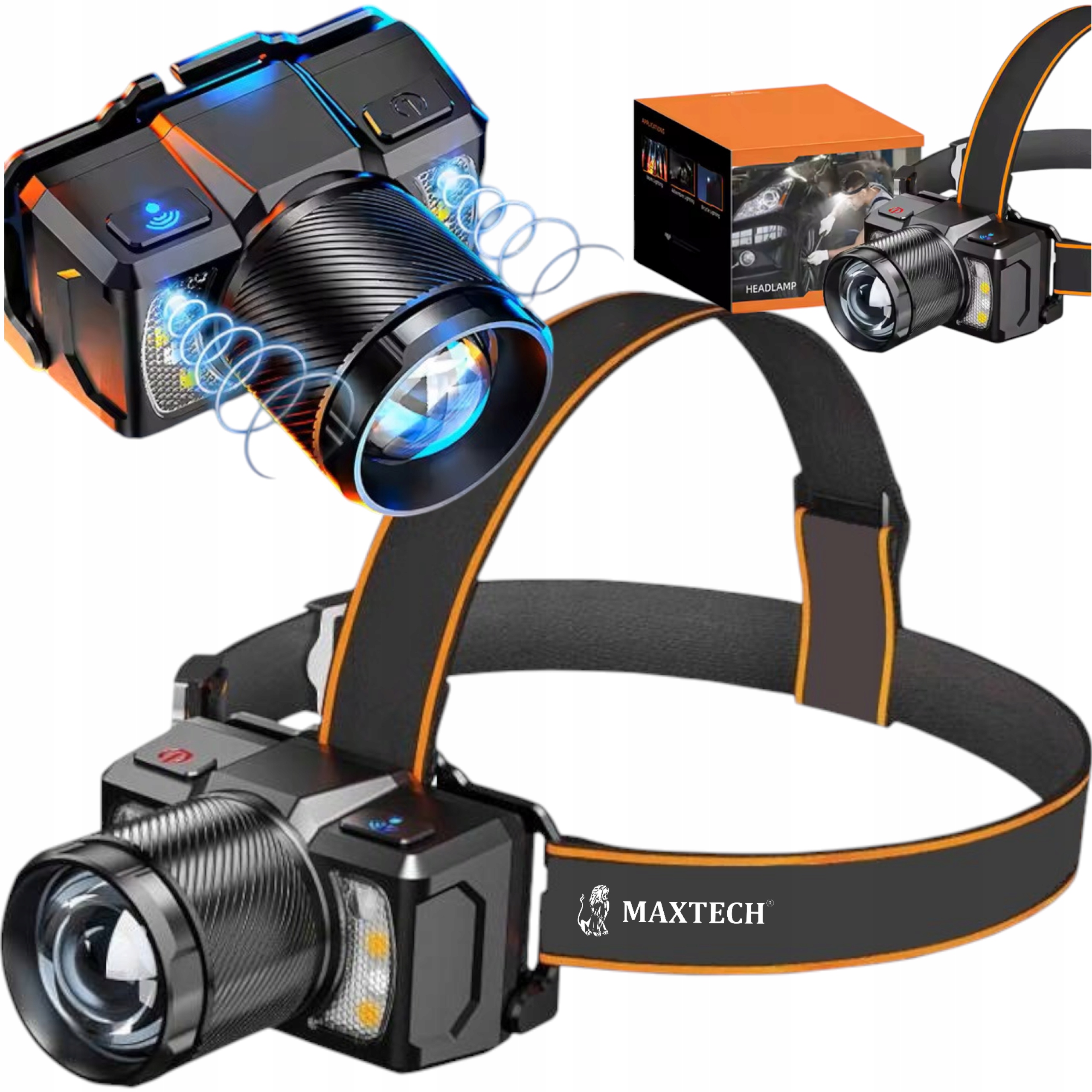 Latarka czołowa Led wodoodporna Czołówka na głowę 700lm zasięg 210m Usb-c