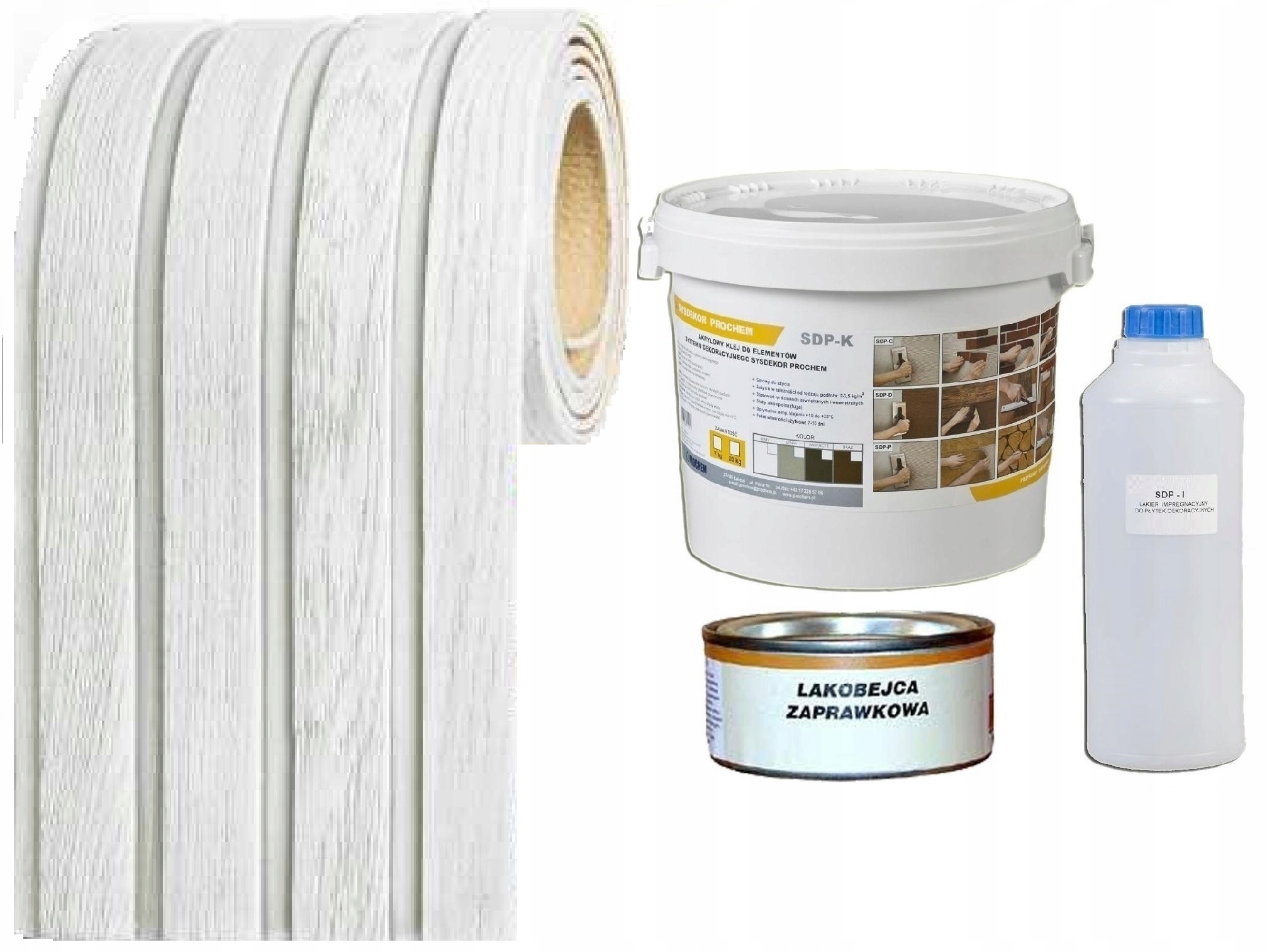 Lamel fasádní lepidlo+lamel+lak sada 1m2 Bílá 18cm 1m2