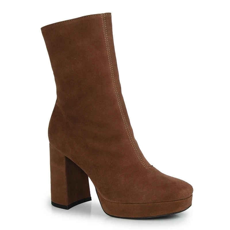 Simen 4743A Kotníkové Boty Sloupek Kůže Semiš Hnědá Rudá 39