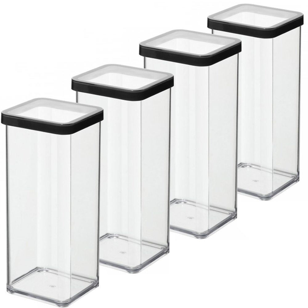 ROTHO ZESTAW 4x POJEMNIKÓW POJEMNIK ORGANIZER NA ŻYWNOŚĆ 1,5L CZARNE LOFT